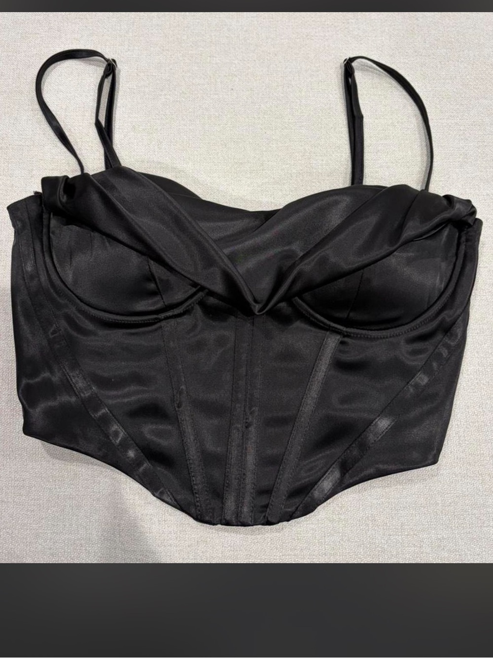 Black Satin Corset Bustier Top